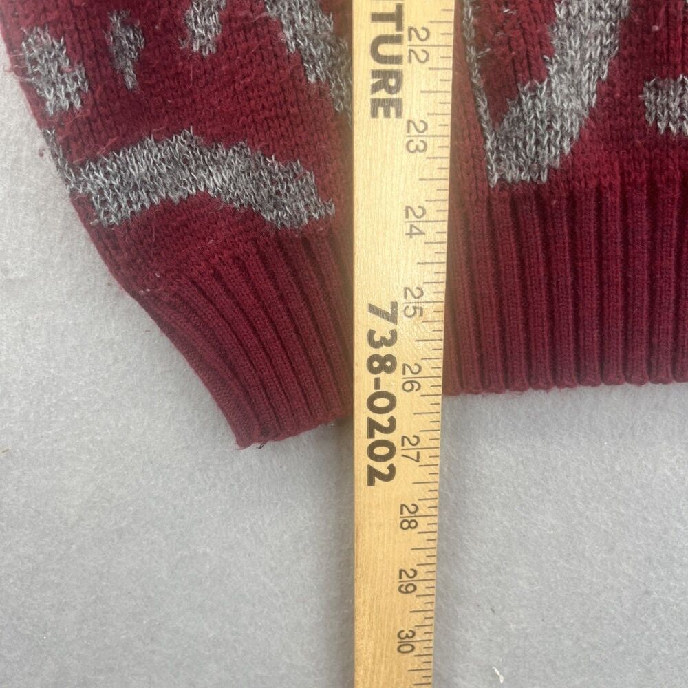 London Fog Knit Sweater Mens M Maroon Gray Ribbed Hem VTG Grandpacore Cabincore - Picture 8 of 12